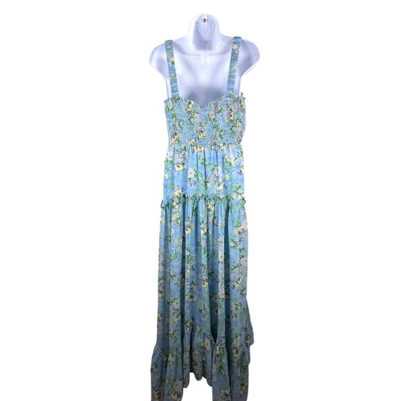 Astr The Label Floral Shirred Sundress in Blue Green‎ Floral sz M - Picture 3 of 10